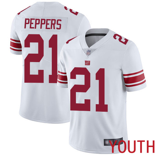 Youth New York Giants 21 Jabrill Peppers White Vapor Untouchable Limited Player Football NFL Jersey